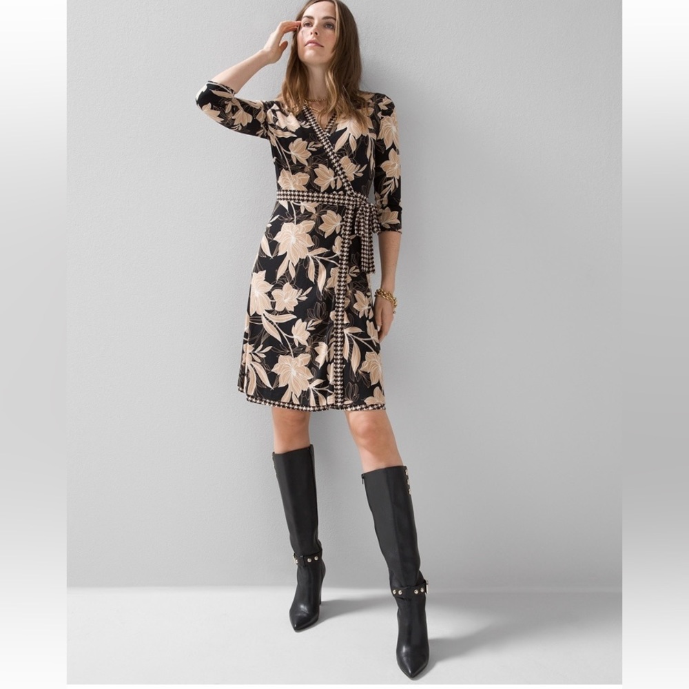 WHBM 3/4 Sleeve Reversible Wrap Dress